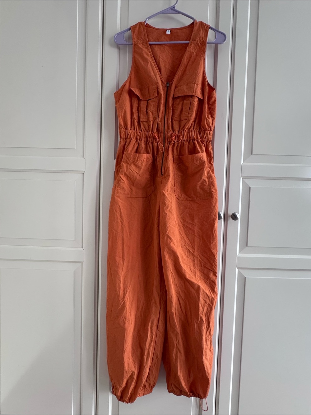 Orange Sleeveless Utility Jumpsuit